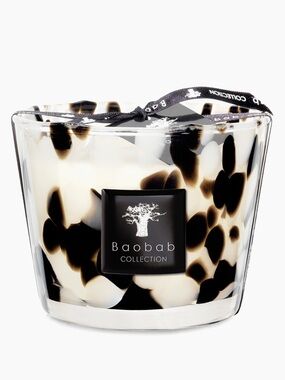 Baobab Collection Tortoiseshell Glass Candle - Black & Cream Speckle